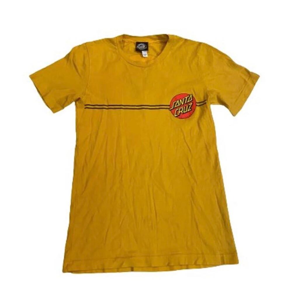 Santa Cruz Classic Dot Skateboard Men's XS Golden Yellow Stripe Graphic T-shirt.